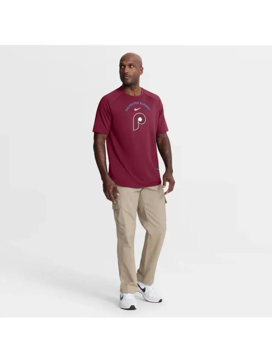 Nike Мужская бордовая футболка-реглан Dri-FIT из аутентичной коллекции Philadelphia Phillies для — изображение 3 из 3