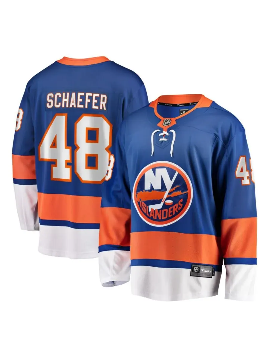 Мужская домашняя футболка игрока команды New York Islanders "Royal" Мэттью Шефера "Breakaway"