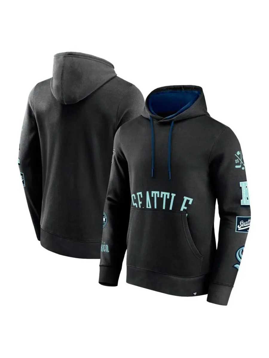 Fanatics Мужская черная флисовая толстовка Seattle Kraken Wild Winner