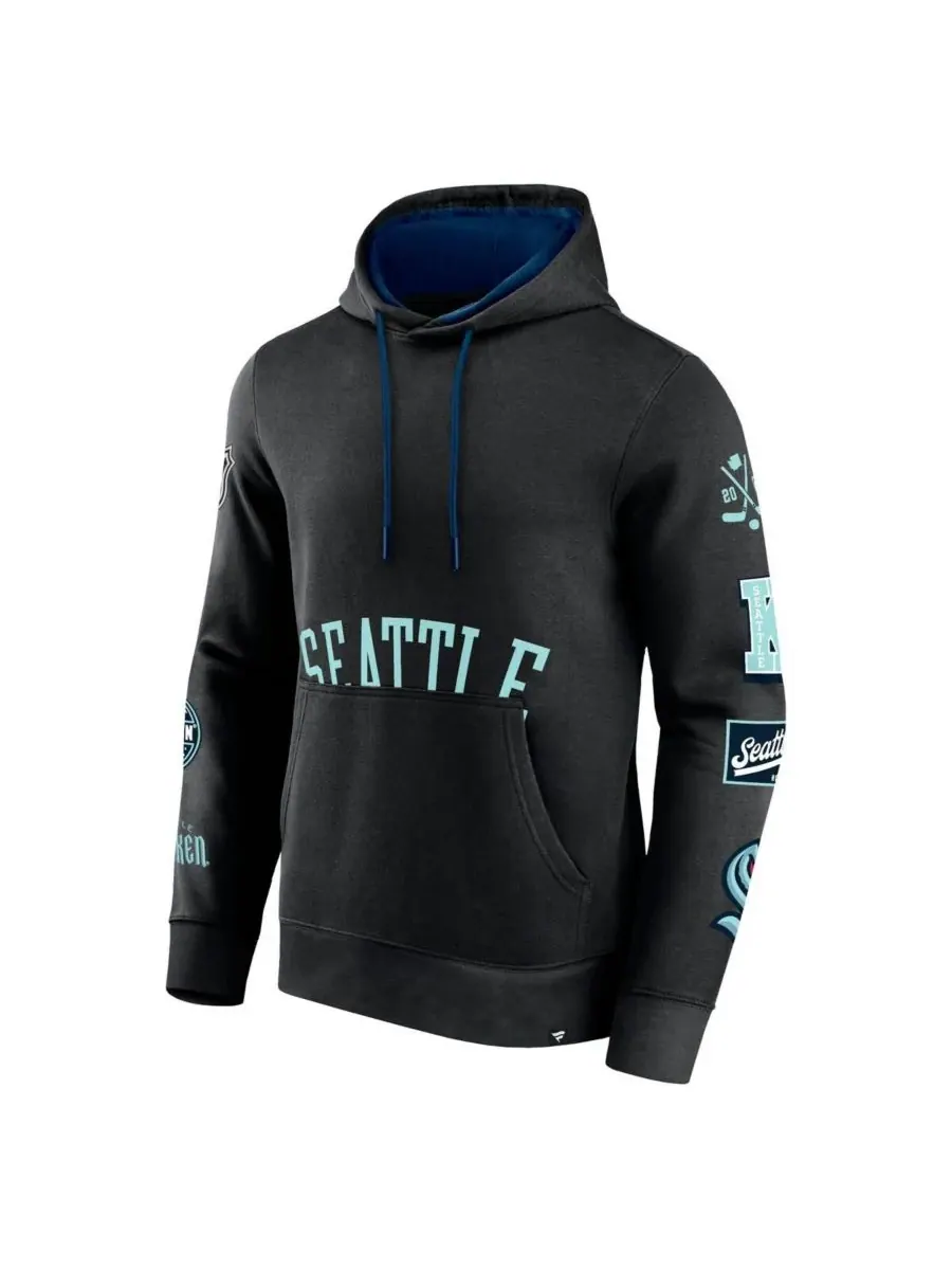 Fanatics Мужская черная флисовая толстовка Seattle Kraken Wild Winner — изображение 2 из 3, черный