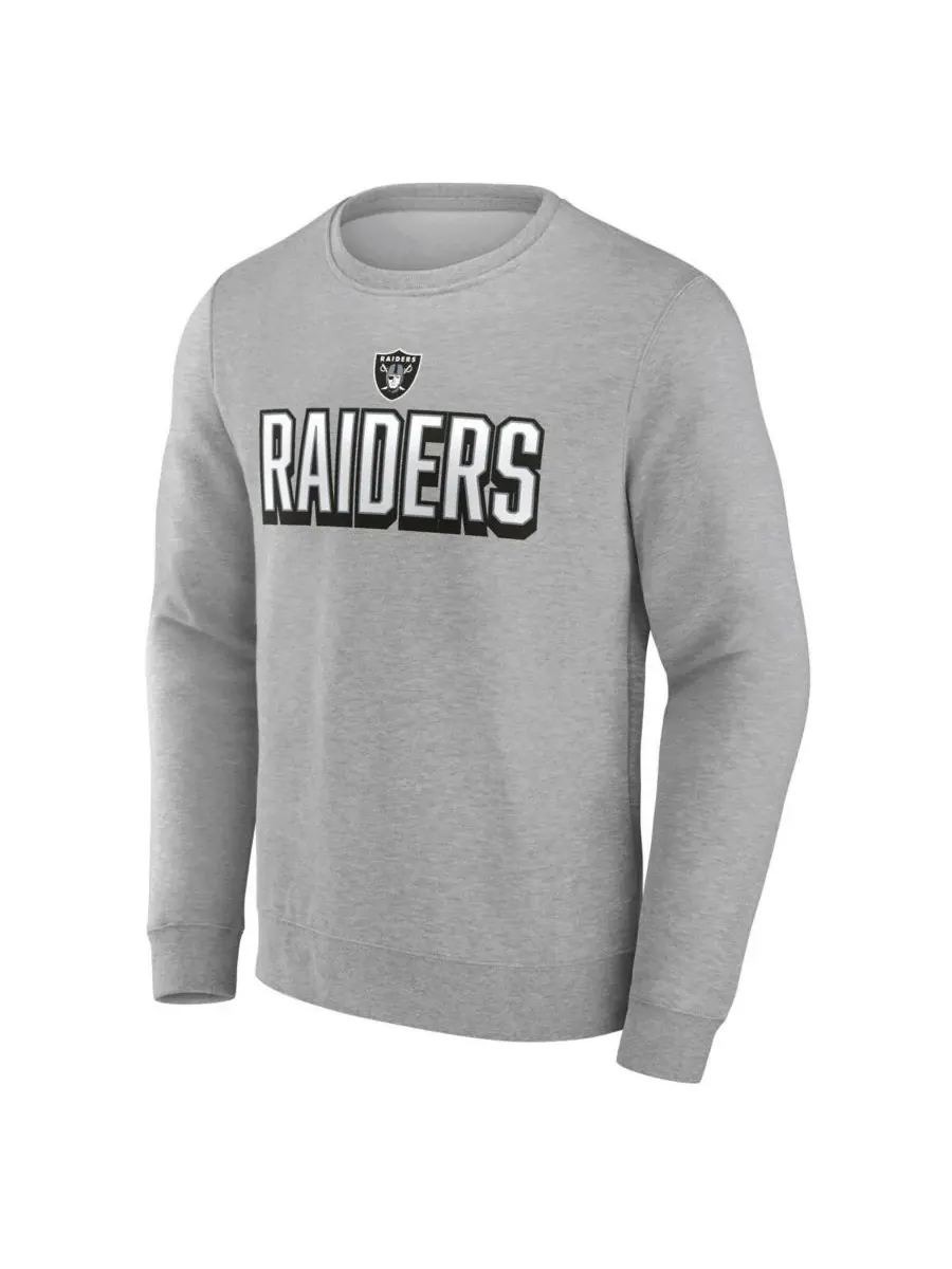 Fanatics Мужская толстовка-пуловер Las Vegas Raiders Bold Move серого меланжевого цвета — изображение 2 из 3, серый