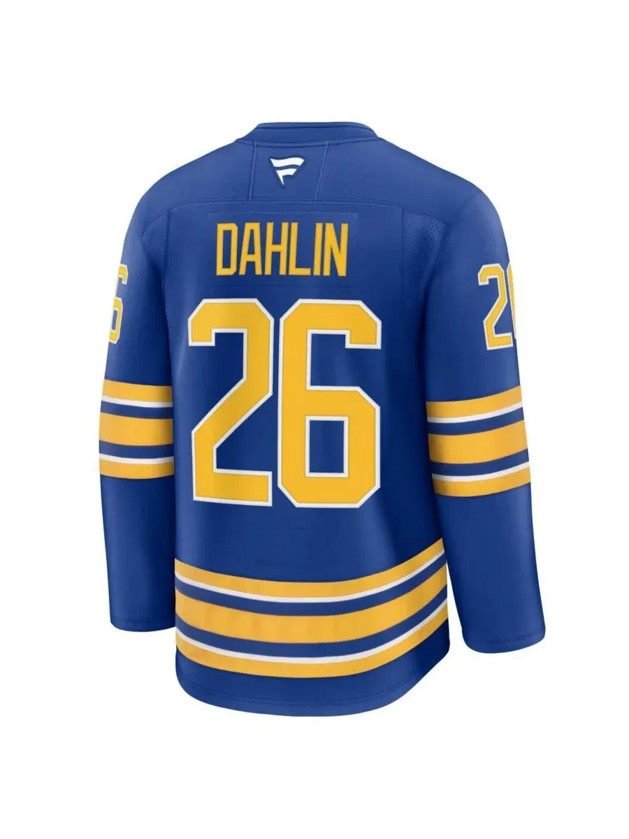 Мужская футболка Rasmus Dahlin Royal Buffalo Sabres с нашивкой капитана Fanatics — изображение 2 из 3, королевский