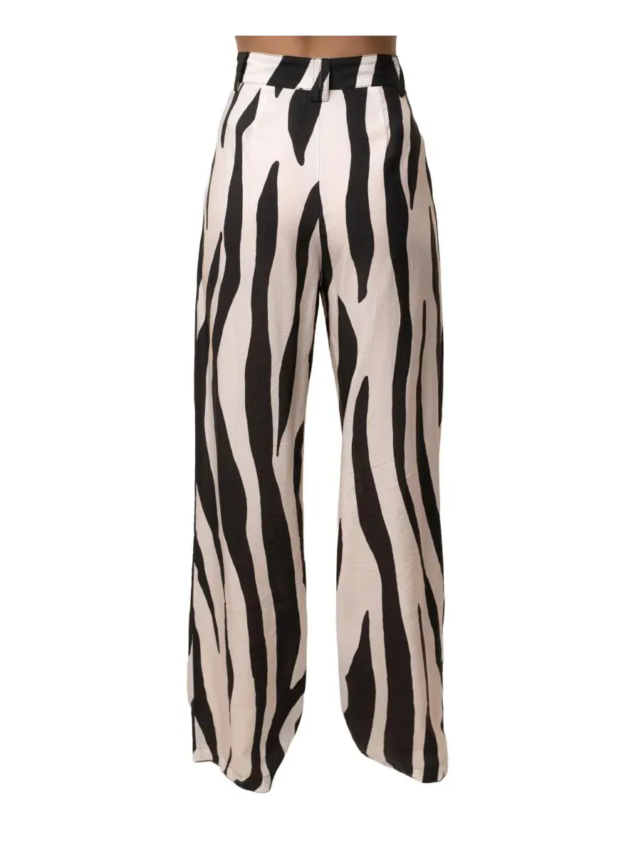 Штаны женские широкие с защипами, модель Essential Flow JLUXLABEL, Zebra — изображение 3 из 9