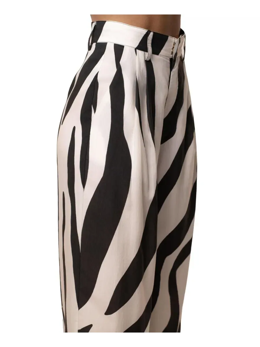 Штаны женские широкие с защипами, модель Essential Flow JLUXLABEL, Zebra — изображение 5 из 9