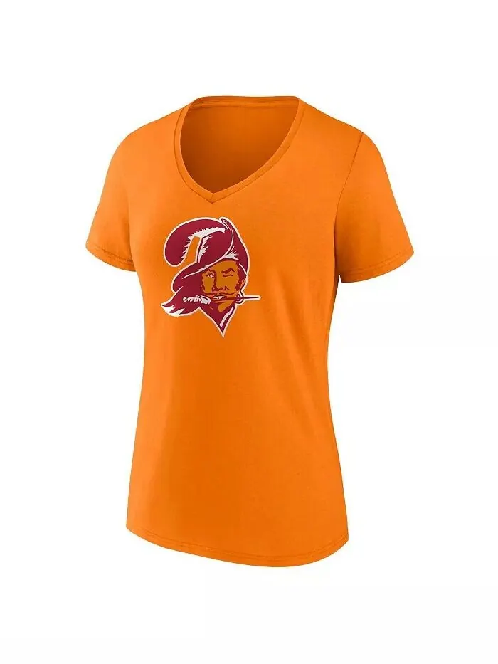 Женская футболка Tom Brady Orange Tampa Bay Buccaneers Throwback Player со значком имени и номером — изображение 2 из 3