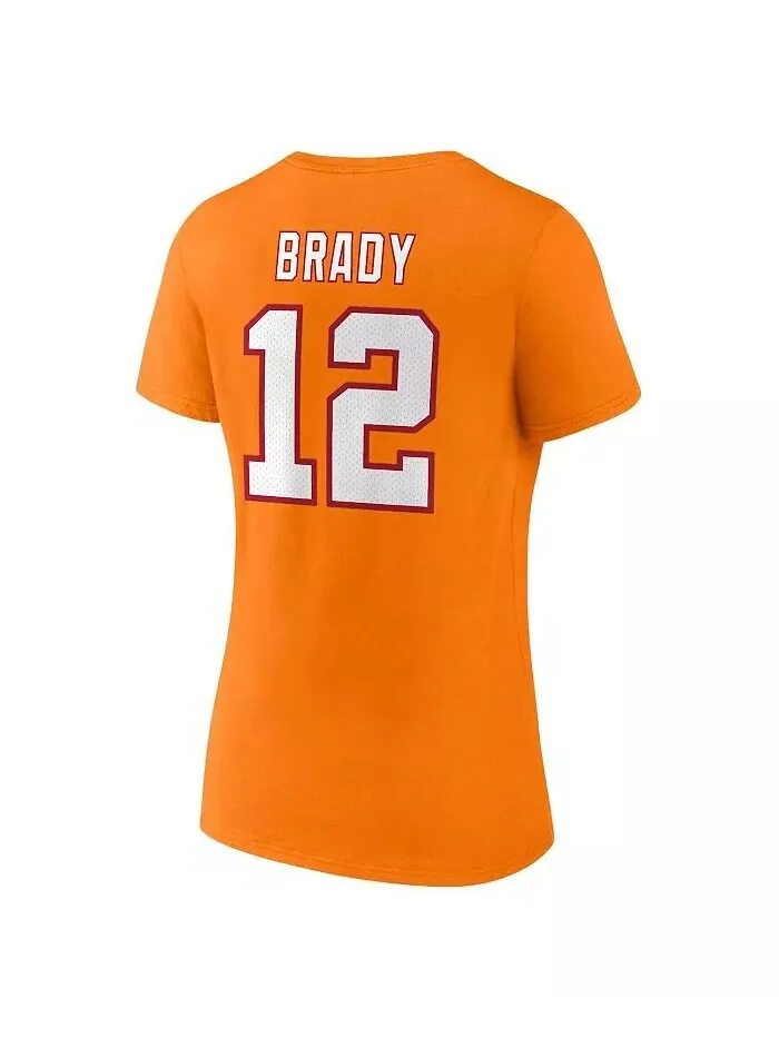 Женская футболка Tom Brady Orange Tampa Bay Buccaneers Throwback Player со значком имени и номером — изображение 3 из 3