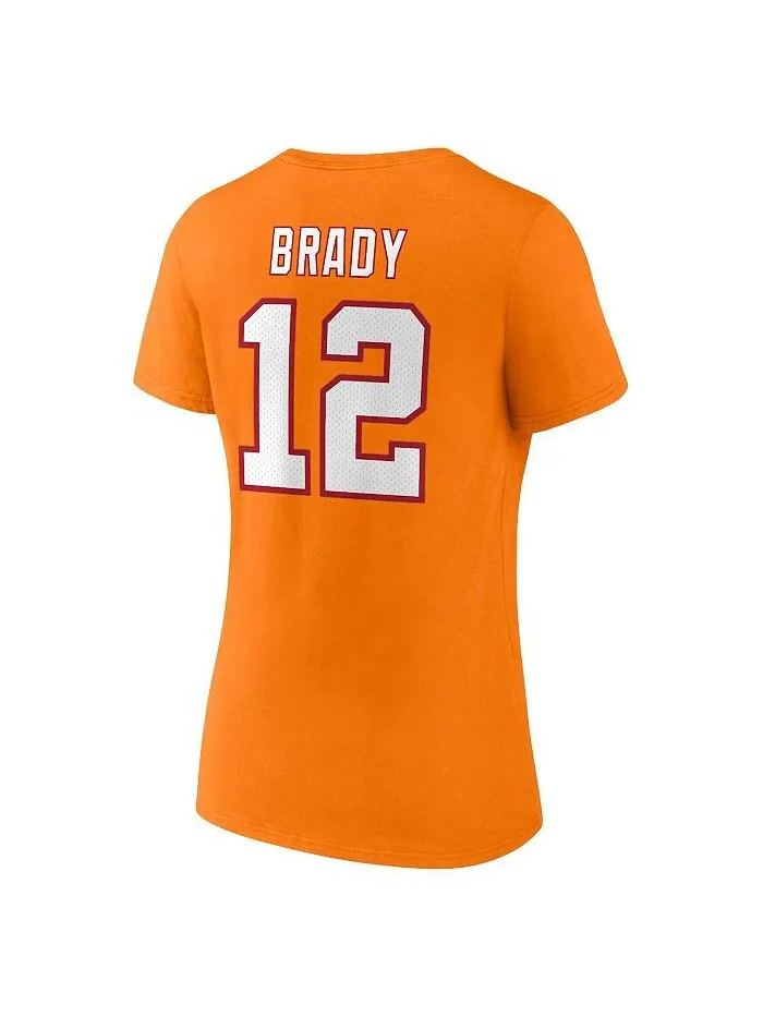 Женская фирменная футболка Tom Brady Orange Tampa Bay Buccaneers со значком игрока, именем и — изображение 3 из 3, оранжевый
