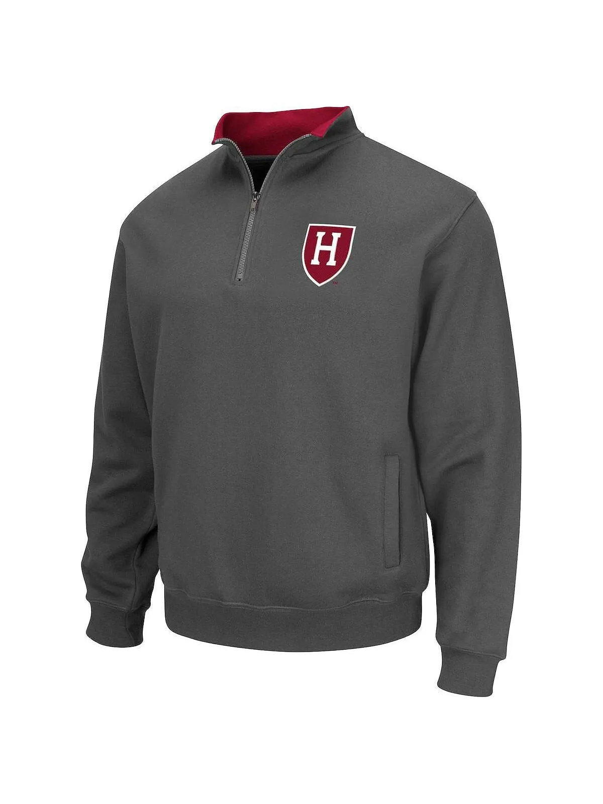 Мужская темно-серая куртка harvard crimson tortugas team logo с молнией на четверть Colosseum — изображение 3 из 4