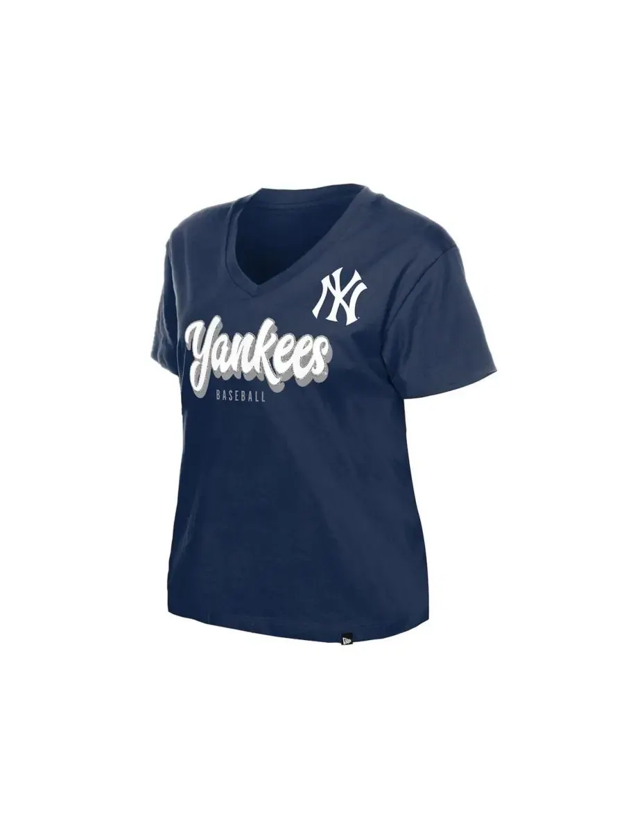 Футболка женская с V-образным вырезом Navy New York Yankees New Era — изображение 3 из 4, темно-синий