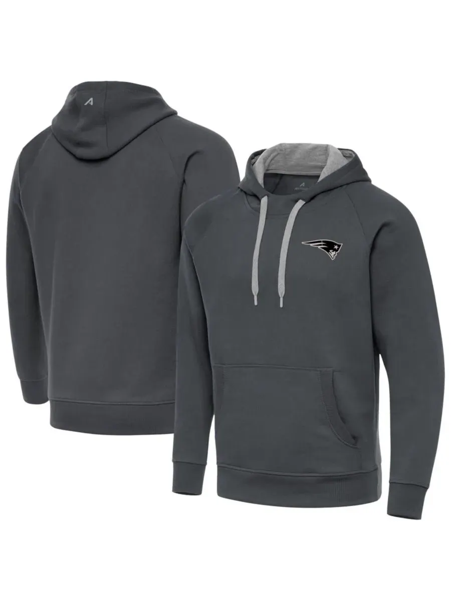 Худи с капюшоном и длинным рукавом New England Patriots Victory Pullover Charcoal Antigua