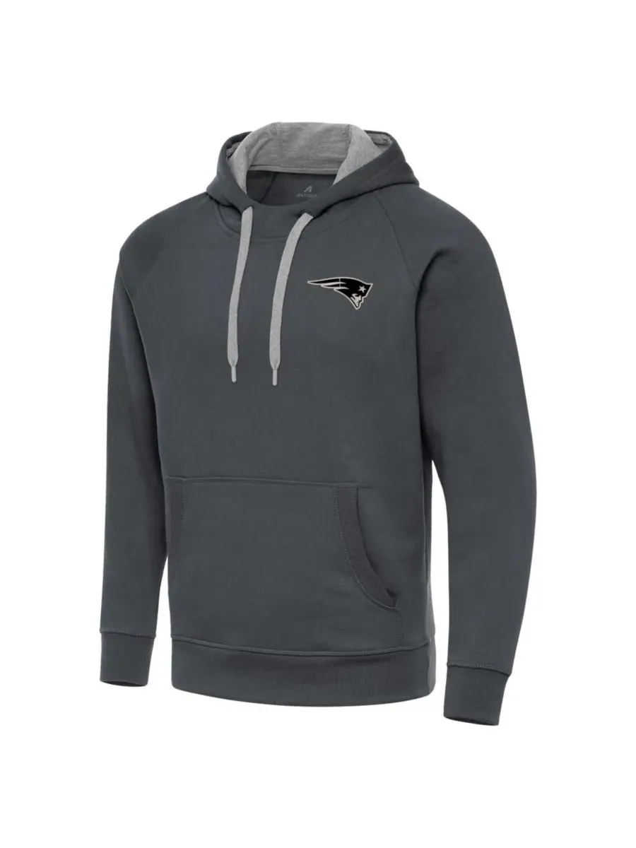 Худи с капюшоном и длинным рукавом New England Patriots Victory Pullover Charcoal Antigua — изображение 3 из 4, темно-серый
