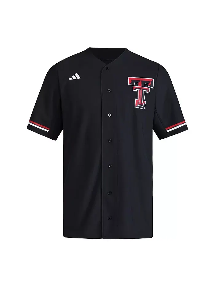 Мужская бейсбольная реплика футболки Texas Tech Red Raiders черного цвета adidas — изображение 2 из 3