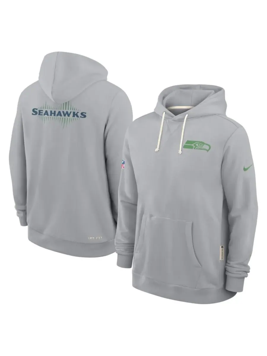 Nike Мужская серая толстовка Seattle Seahawks 2025 NFL Rivalries Sideline Dri-Fit