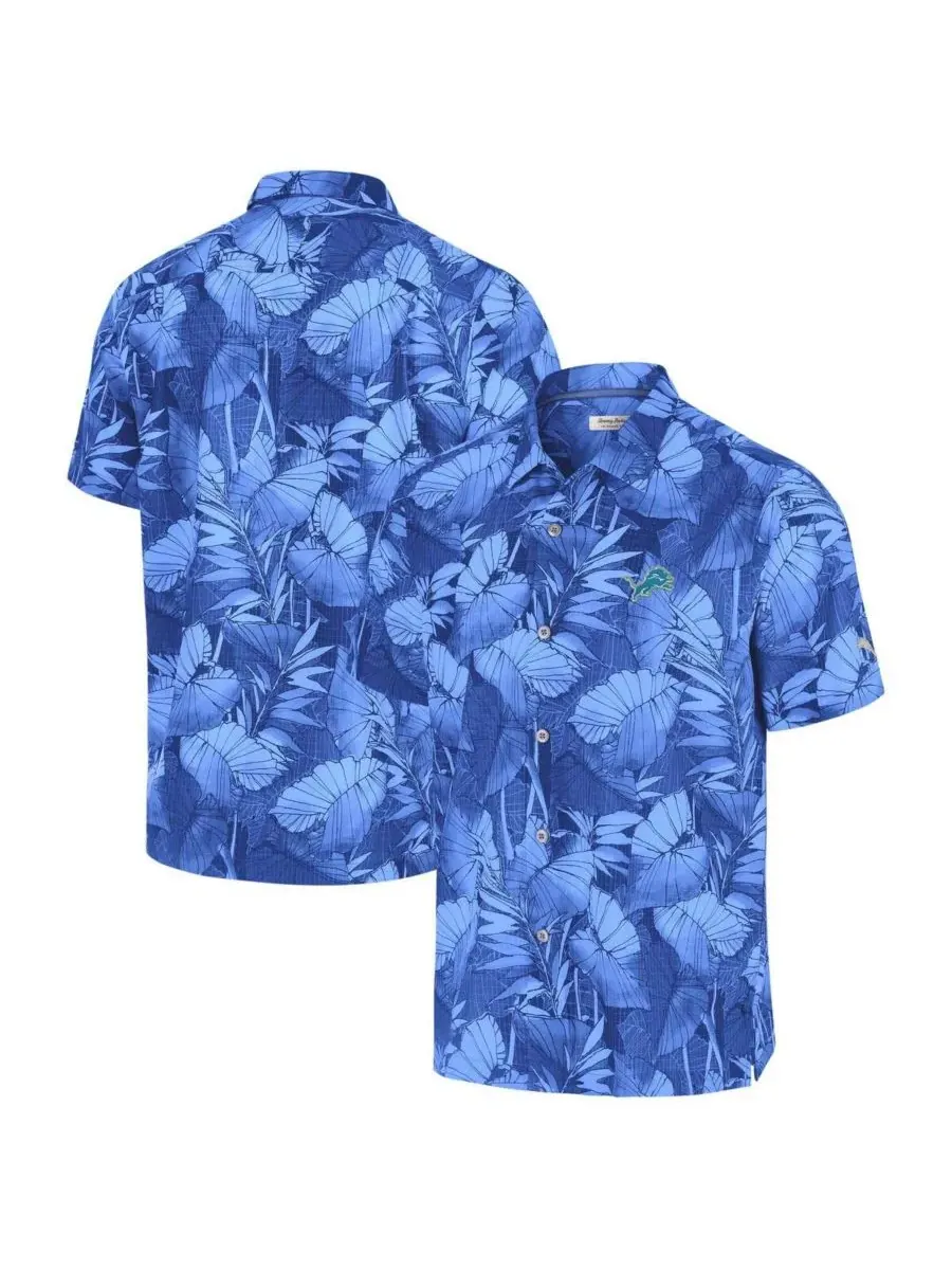 Tommy Bahama Мужская синяя рубашка на пуговицах Detroit Lions Bahama Coast Nuevo Fronds Camp