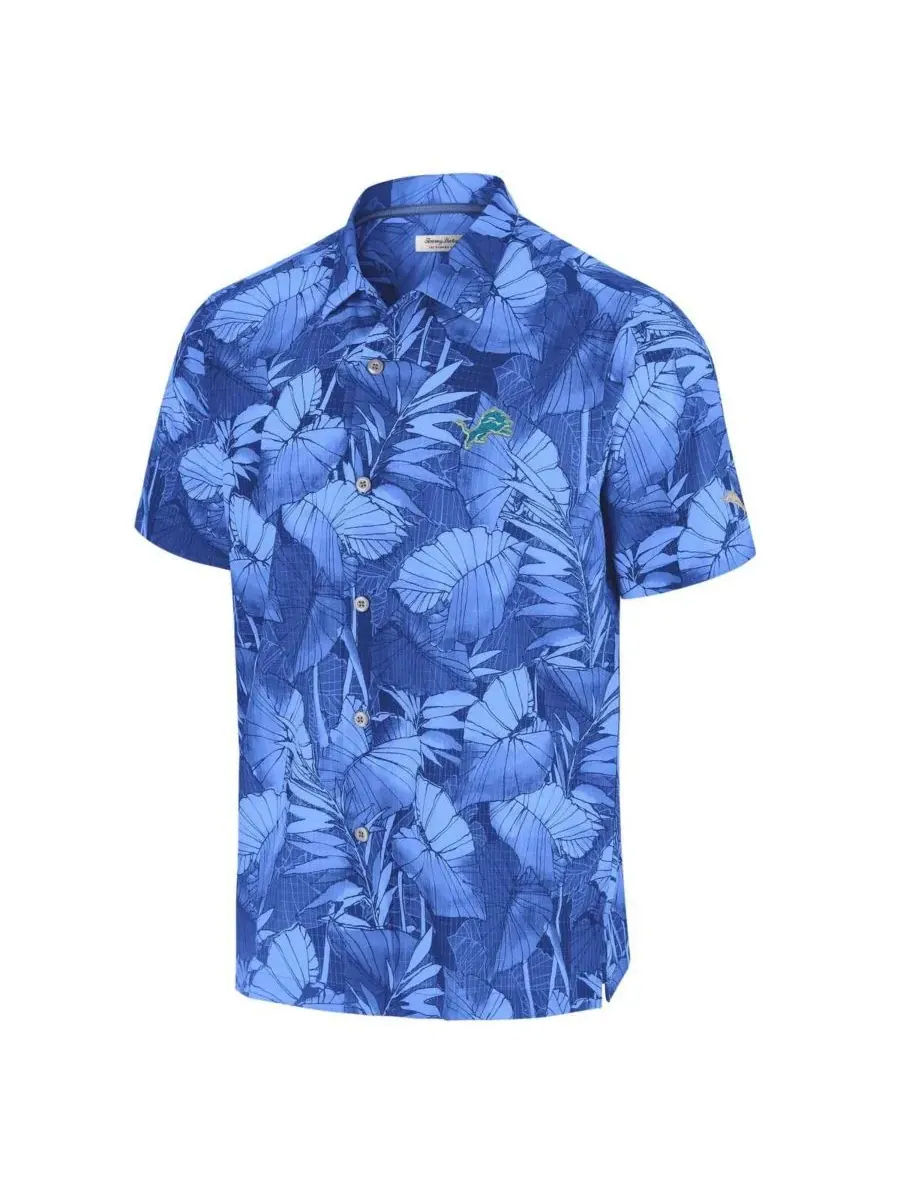 Tommy Bahama Мужская синяя рубашка на пуговицах Detroit Lions Bahama Coast Nuevo Fronds Camp — изображение 2 из 3, синий