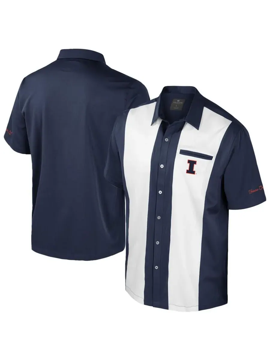Colosseum Мужская темно-синяя рубашка для боулинга с символикой команды Illinois Fighting Illini