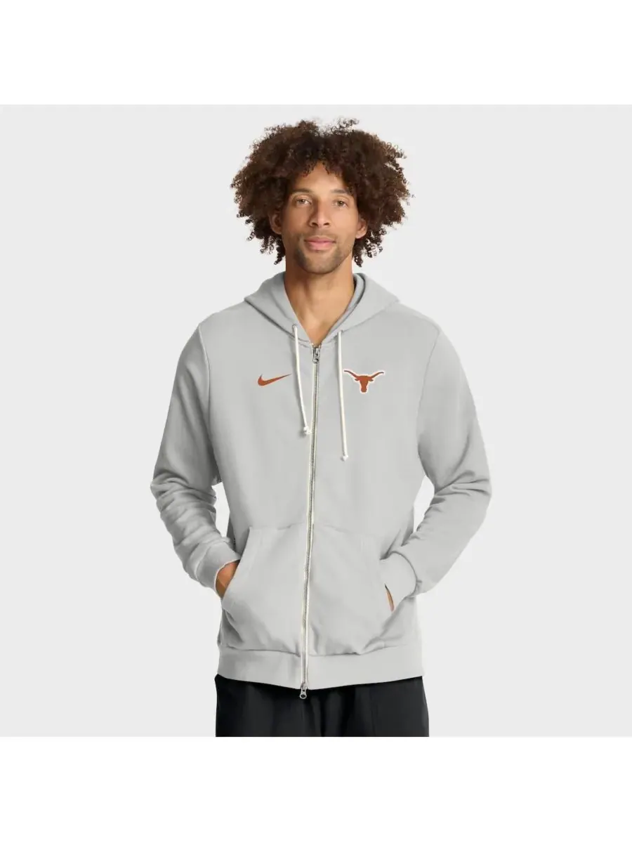Nike Мужская серая толстовка на молнии Texas Longhorns 2025 Sideline Standard Issue Dri-FIT
