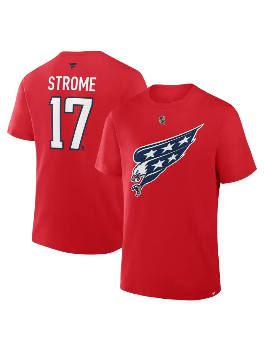 Fanatics Мужская красная футболка Dylan Strome Washington Capitals с именем и номером игрока