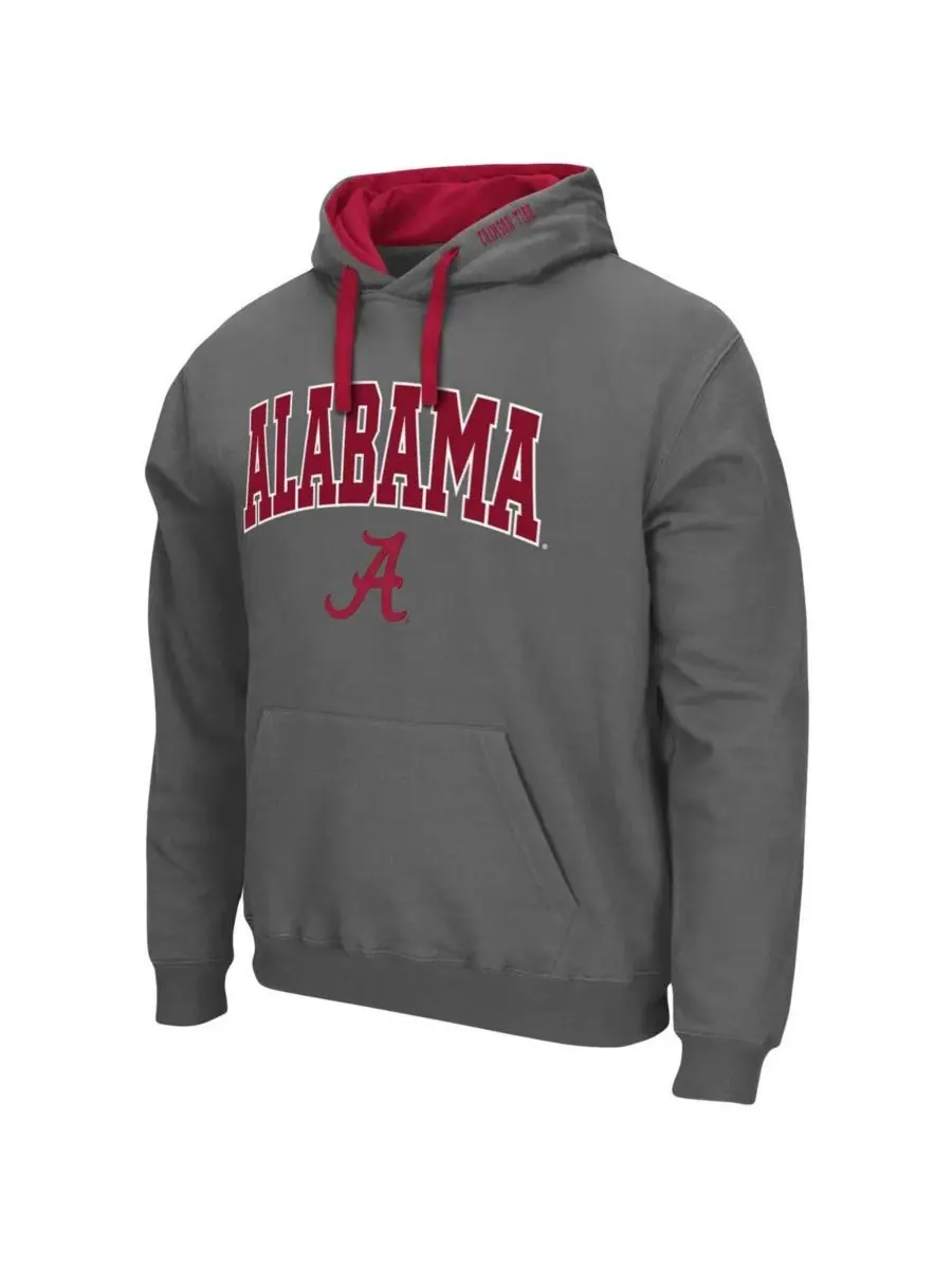 Colosseum Мужская толстовка с капюшоном Alabama Crimson Tide большого размера — изображение 2 из 2, темно-серый