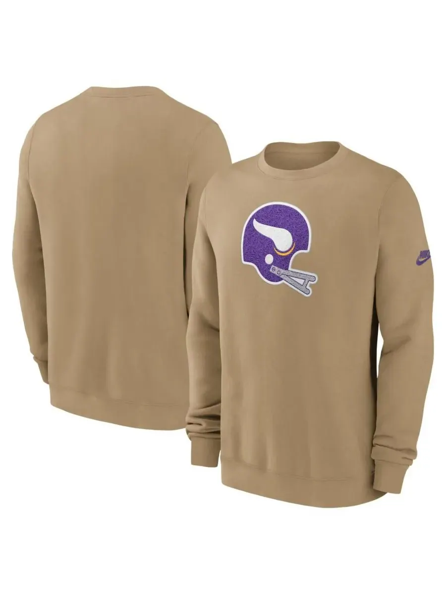 Nike Мужская толстовка бежевого цвета с логотипом Minnesota Vikings Swing Pass Rewind Club