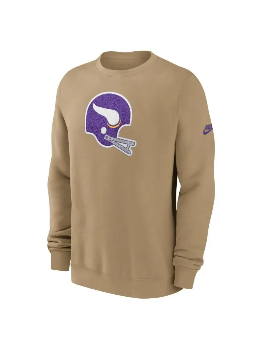 Nike Мужская толстовка бежевого цвета с логотипом Minnesota Vikings Swing Pass Rewind Club — изображение 2 из 3, бежевый