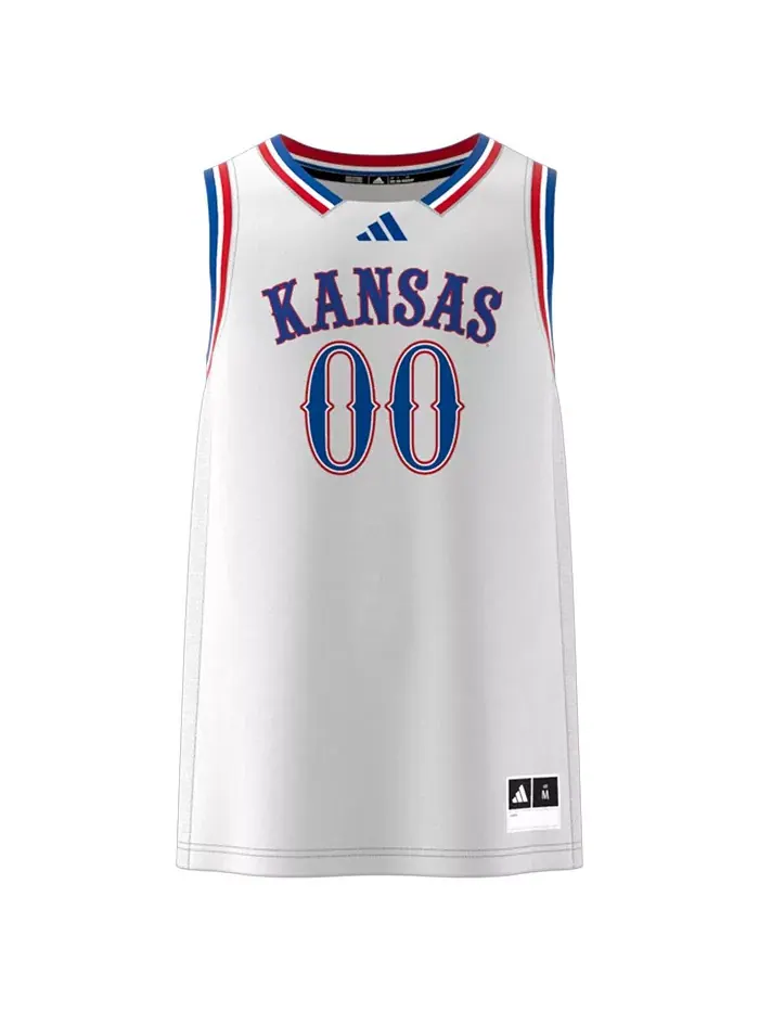 Мужская баскетбольная майка 00 Kansas Jayhawks Swingman белого цвета adidas — изображение 2 из 3