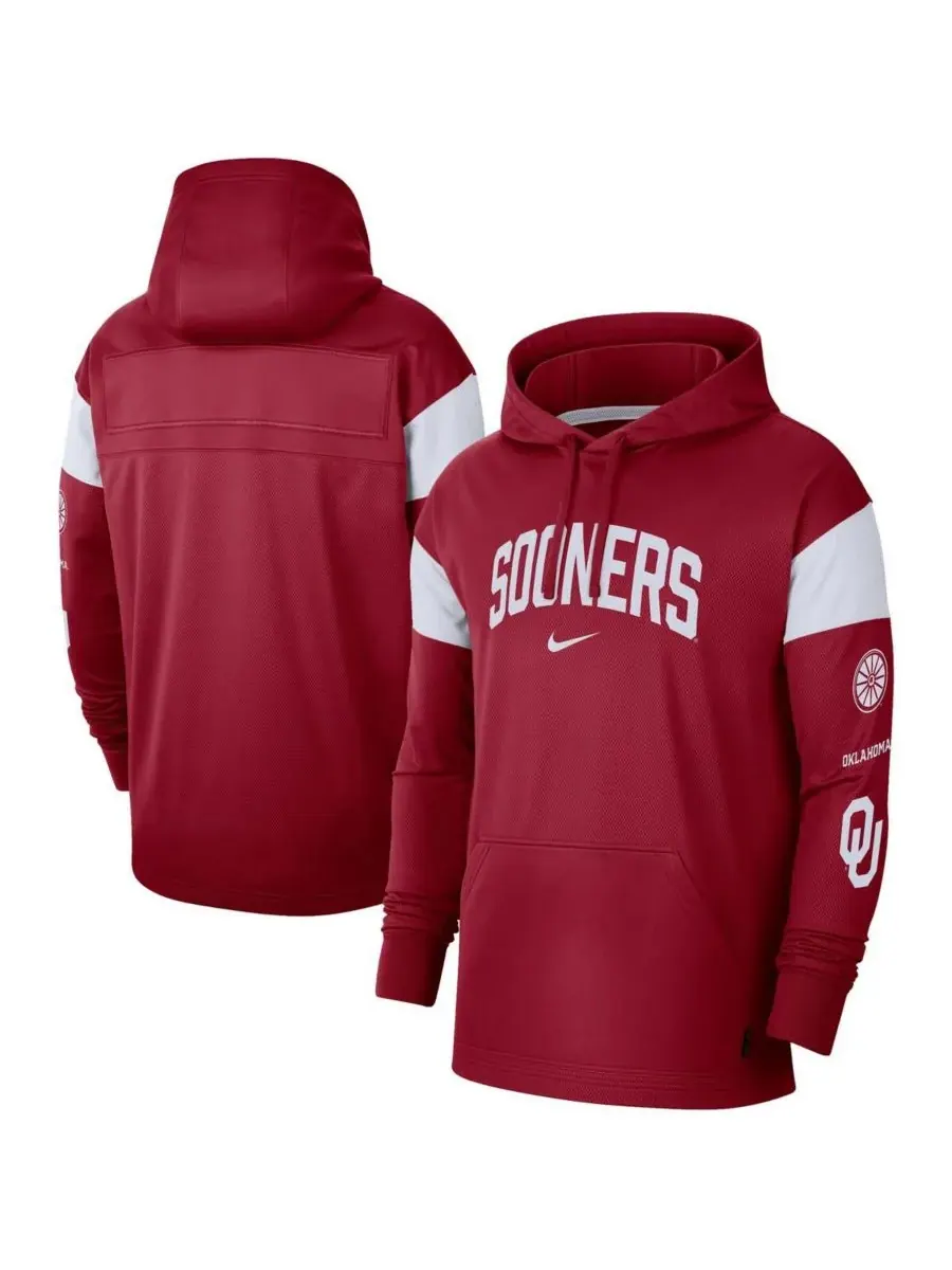 Nike Мужская толстовка с капюшоном и принтом "Малиновая футболка Oklahoma Sooners"