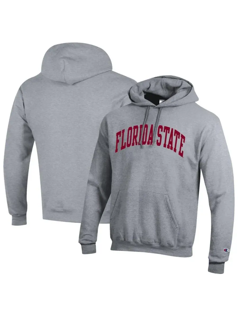 Champion Мужская флисовая толстовка с капюшоном серого цвета с символикой команды Florida State
