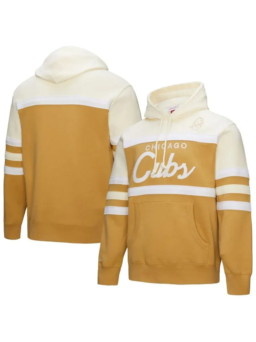 Mitchell & Ness Мужская толстовка с капюшоном в бежево-кремовом цвете с логотипом тренера