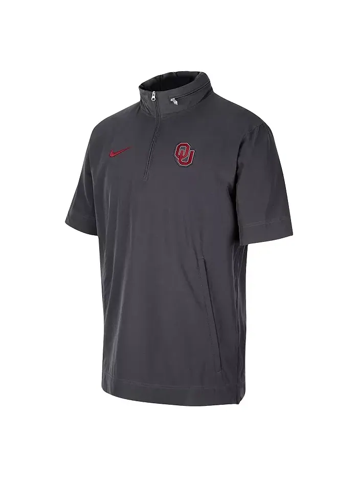 Мужская антрацитовая короткая куртка на молнии Oklahoma Sooners Coaches с короткими рукавами Nike — изображение 3 из 4