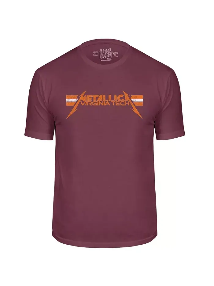 Мужская футболка Virginia Tech Hokies Metallica Retro бордового цвета Original Retro Brand — изображение 2 из 3