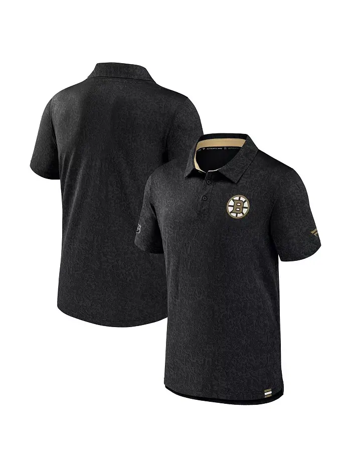 Мужская поло Boston Bruins Authentic Pro Jacquard черного цвета Fanatics