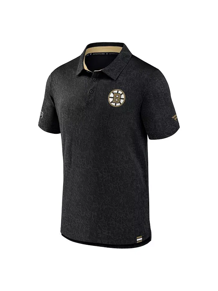 Мужская поло Boston Bruins Authentic Pro Jacquard черного цвета Fanatics — изображение 3 из 3