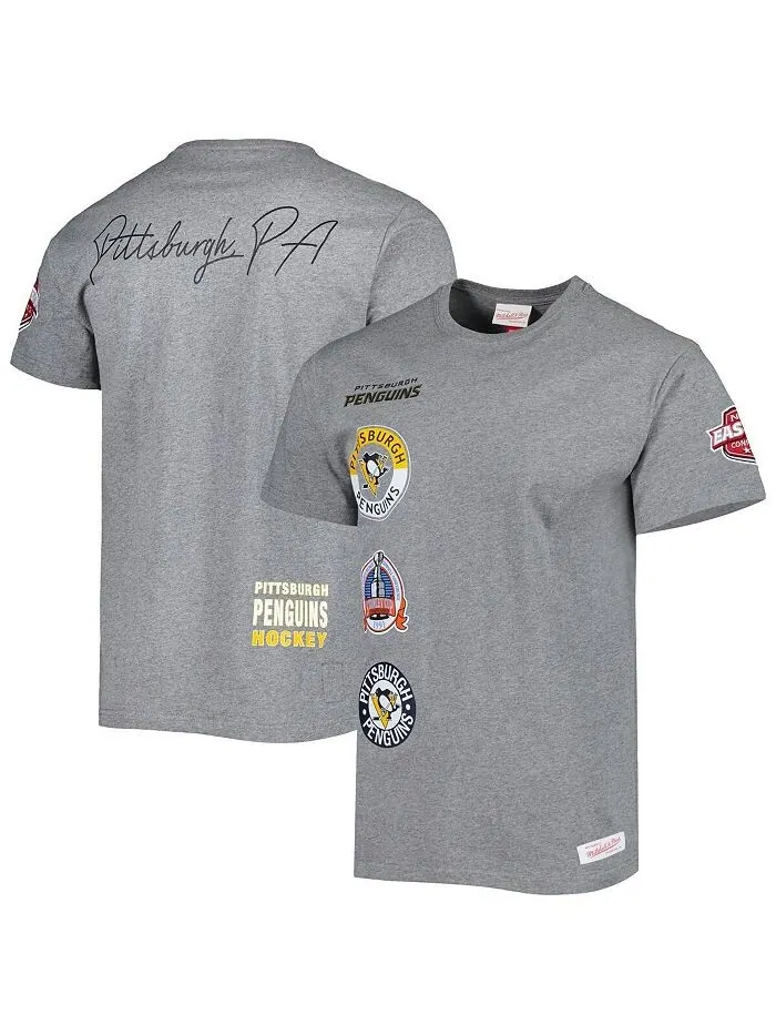 Мужская футболка Heather Grey Pittsburgh Penguins City Collection Mitchell & Ness