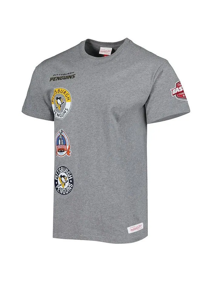Мужская футболка Heather Grey Pittsburgh Penguins City Collection Mitchell & Ness — изображение 2 из 2, серый
