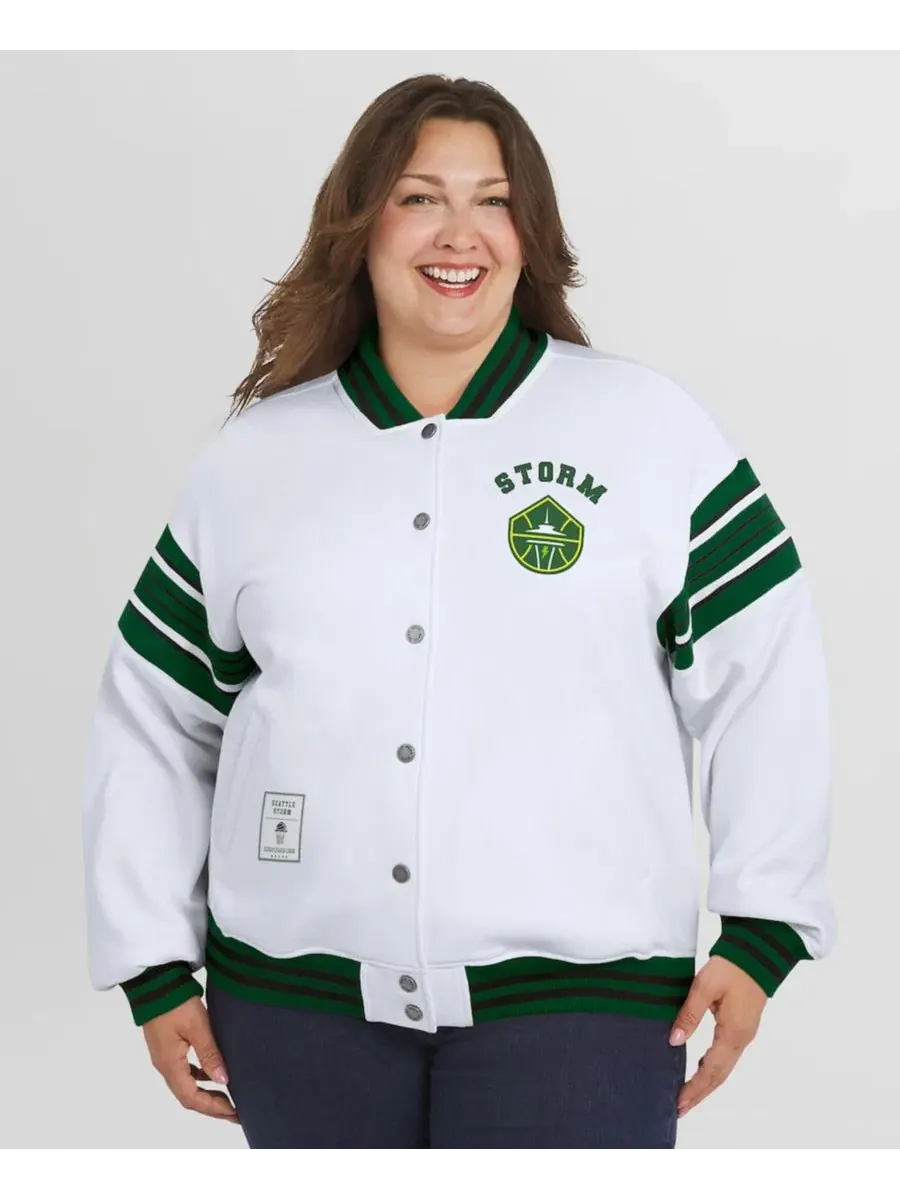 Женская флисовая куртка-свитшот с принтом, модель Seattle Storm WEAR by Erin Andrews — изображение 4 из 5, белый
