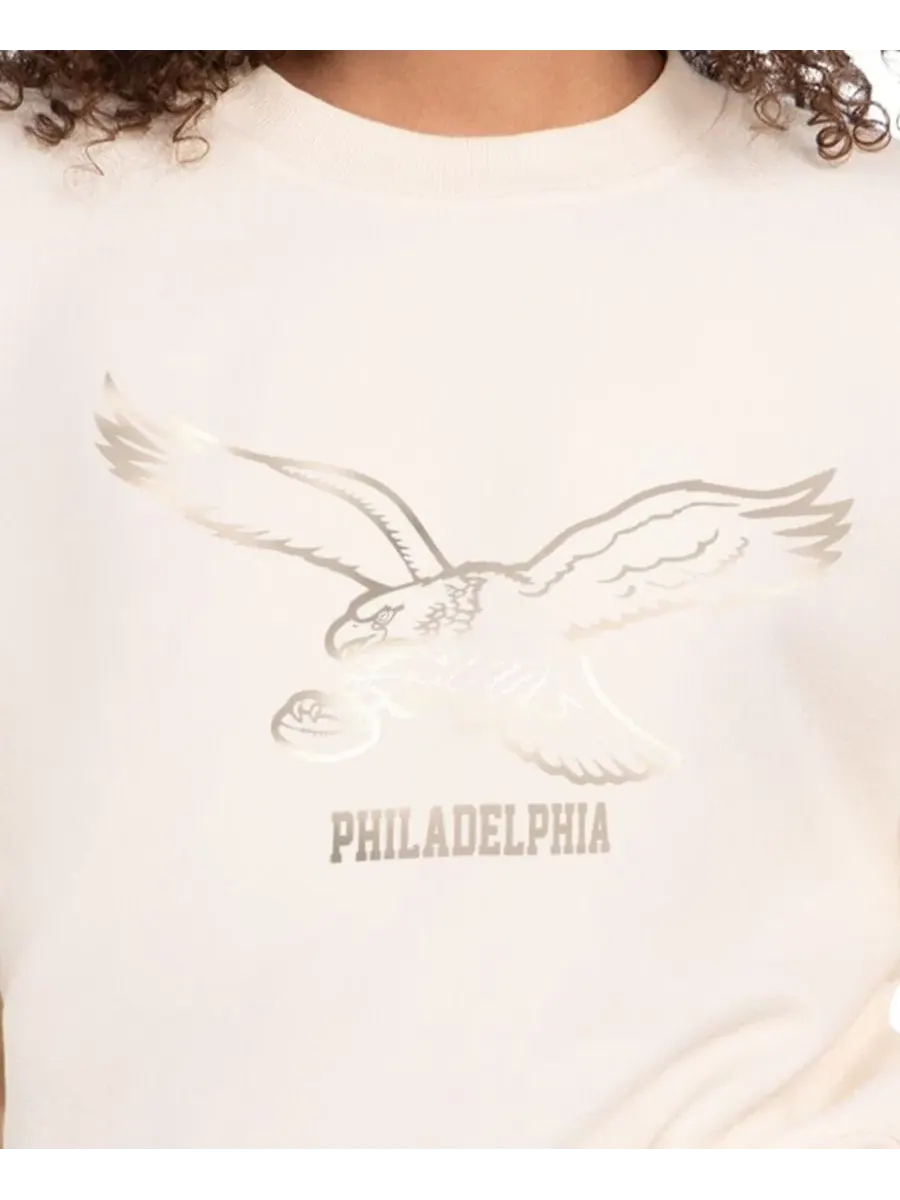 Женский свитшот из флиса с принтом Travel Pastels Philadelphia Eagles Starter — изображение 3 из 3, бежевый