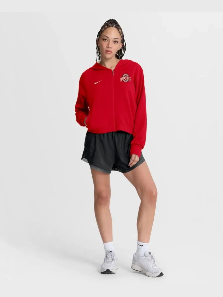 Кроп-худи на молнии с капюшоном, свободный крой, Mantra Nike — изображение 5 из 5, алый