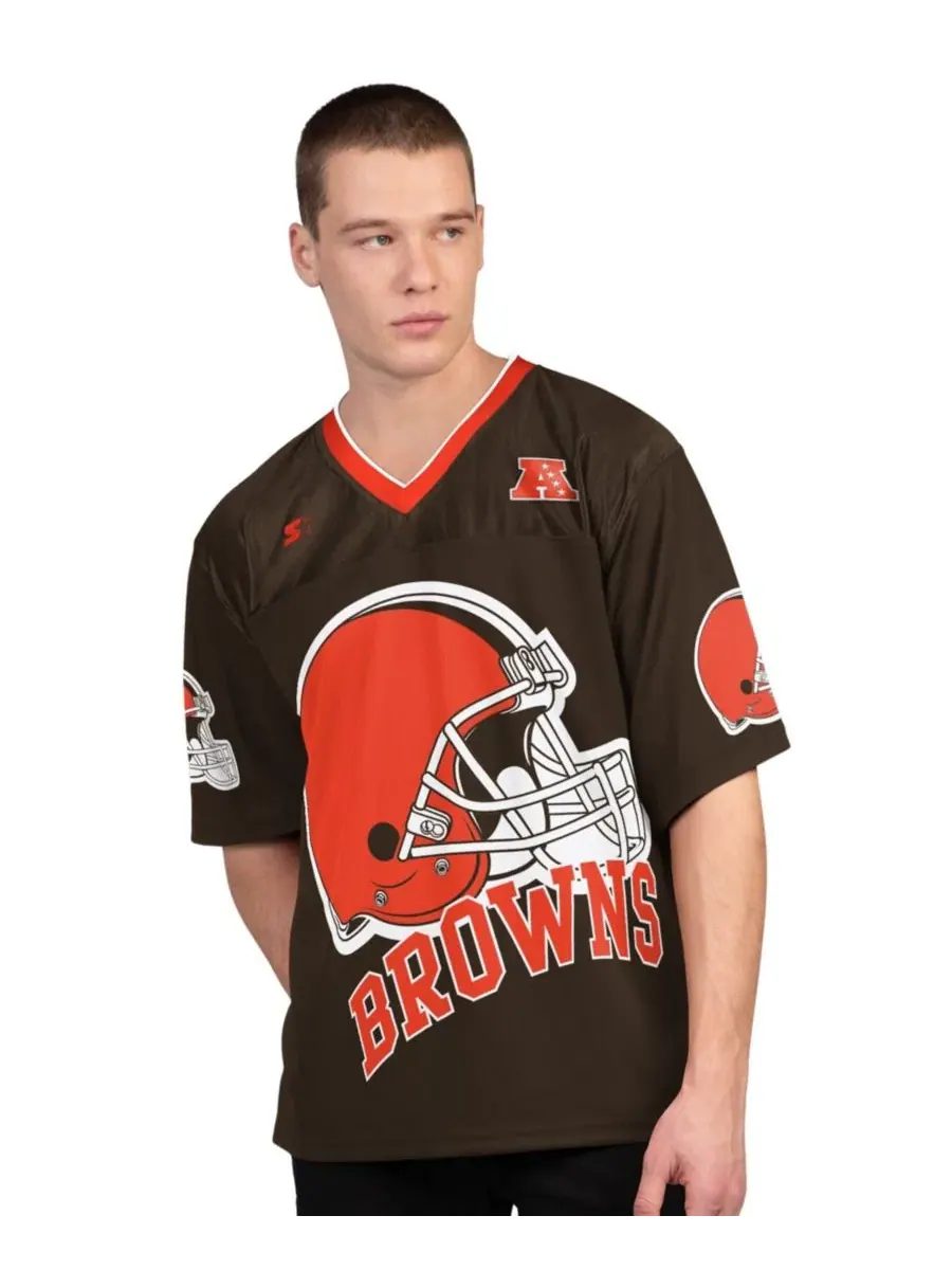 Комплект футболок с длинным и коротким рукавом Cleveland Browns Starter — изображение 4 из 5, коричневый белый