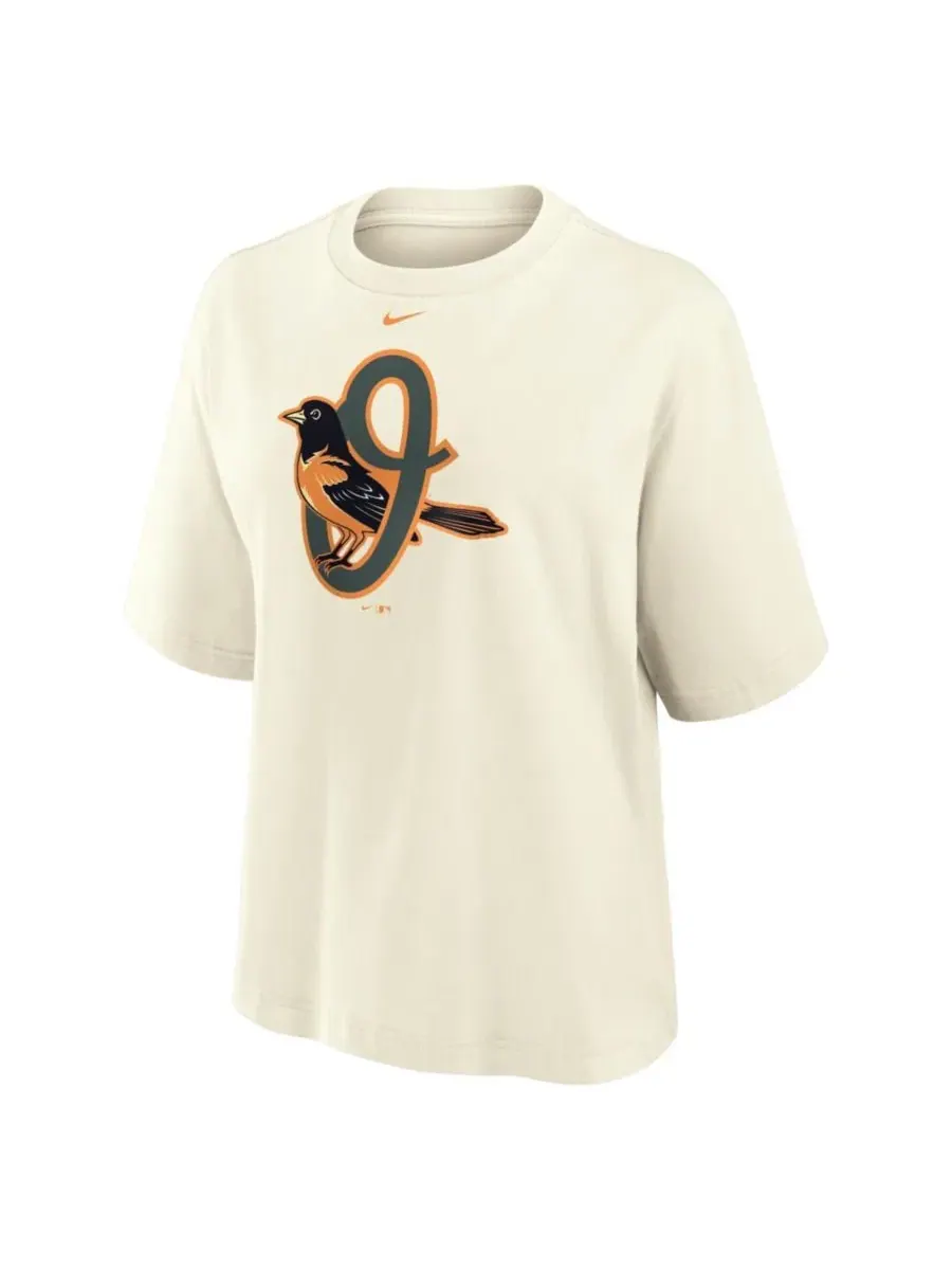 Футболка свободного кроя с опущенными плечами Baltimore Orioles Nike — изображение 2 из 5, бежевый