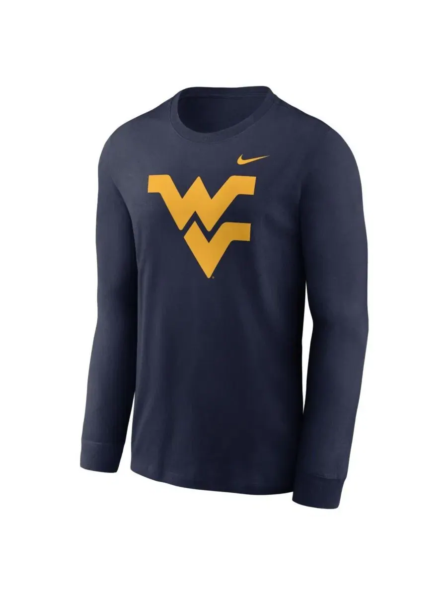 Футболка с длинным рукавом с принтом West Virginia Mountaineers Primary Logo Nike — изображение 2 из 3, темно-синий