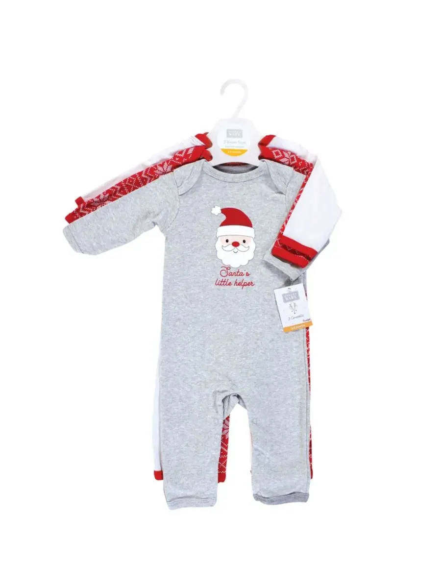 Комплект боди-комбинезонов с длинным рукавом, 3 предмета Hudson Baby, Santa Reindeer — изображение 2 из 5