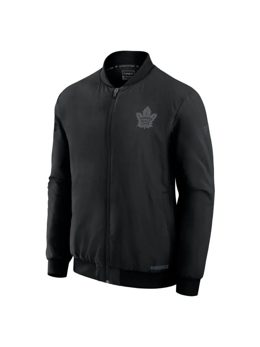Fanatics Мужская черная куртка-бомбер на молнии с логотипом Toronto Maple Leaf's Authentic Pro Road — изображение 2 из 3