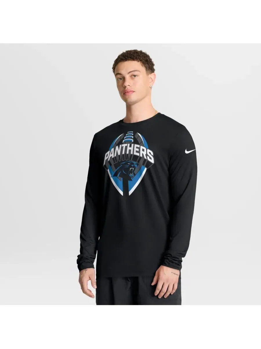 Nike Мужская черная футболка с длинным рукавом Carolina Panthers Primetime Legend Icon Performance