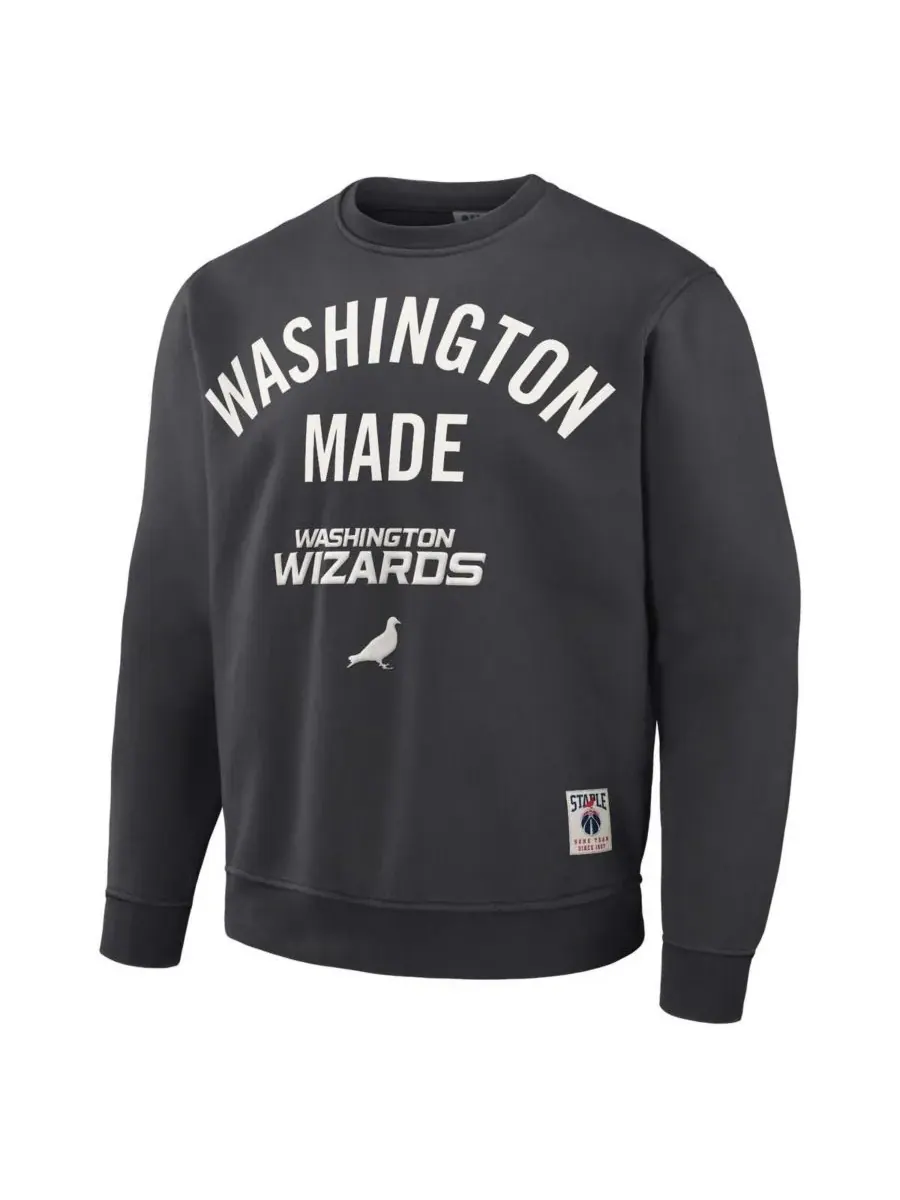 Staple Мужская плюшевая толстовка NBA x Anthracite Washington Wizards — изображение 3 из 3, серый
