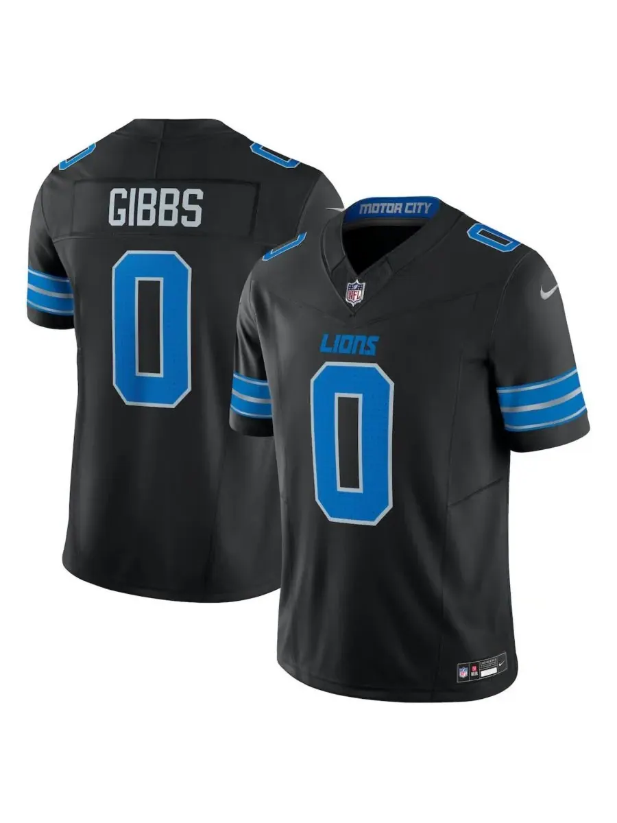 Nike Мужская черная футболка Jahmyr Gibbs Detroit Lions 2nd Alternate Vapor FUSE Limited