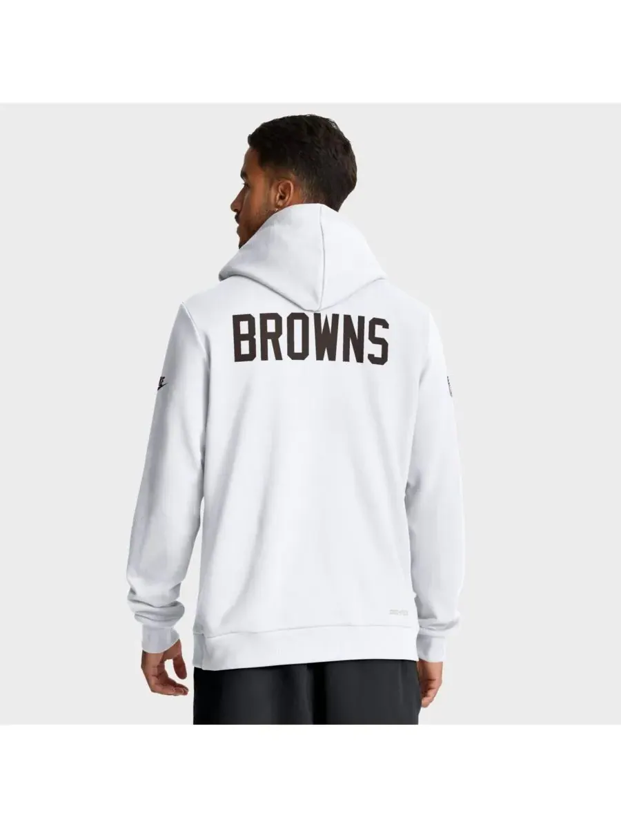 Nike Мужская белая толстовка с капюшоном Cleveland Browns Sideline Offensive Set Play Performance — изображение 2 из 5, белый
