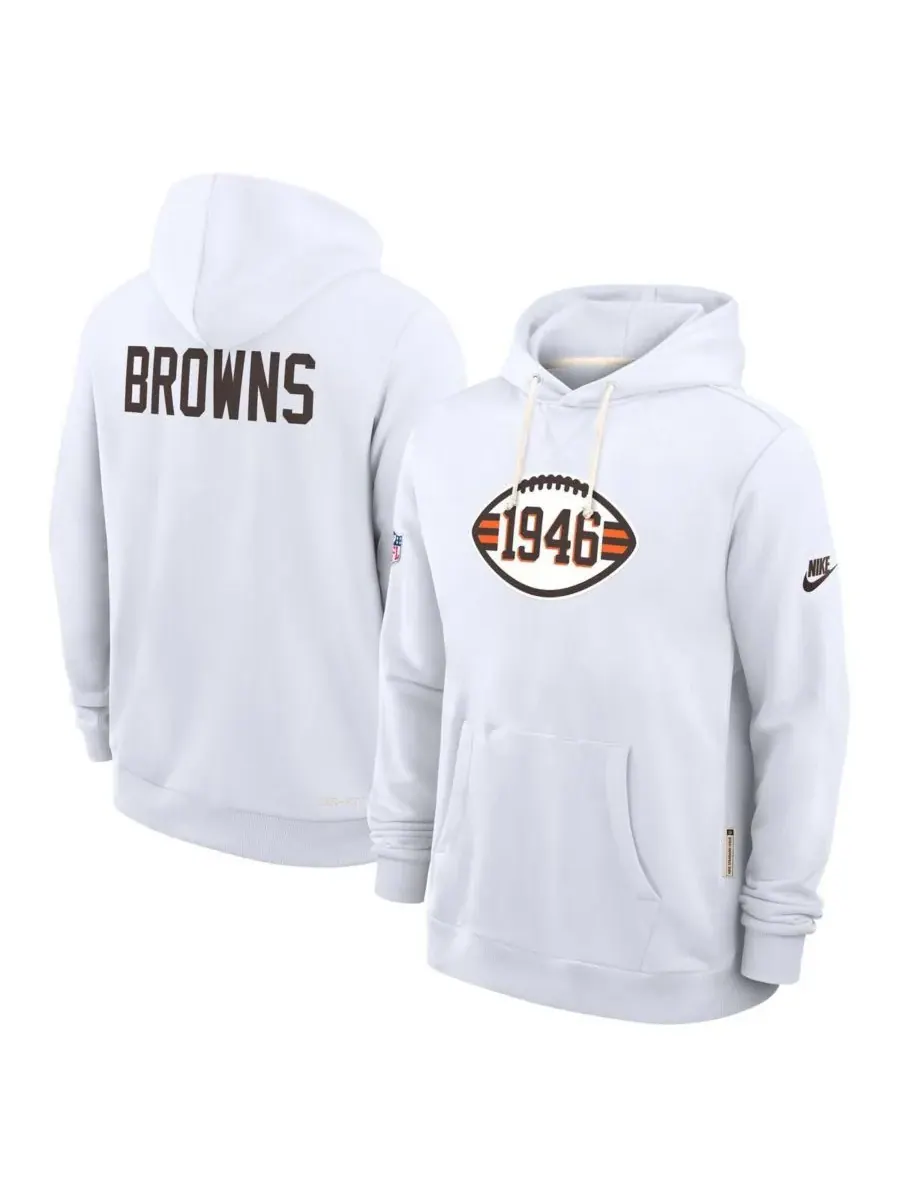 Nike Мужская белая толстовка с капюшоном Cleveland Browns Sideline Offensive Set Play Performance — изображение 4 из 5, белый