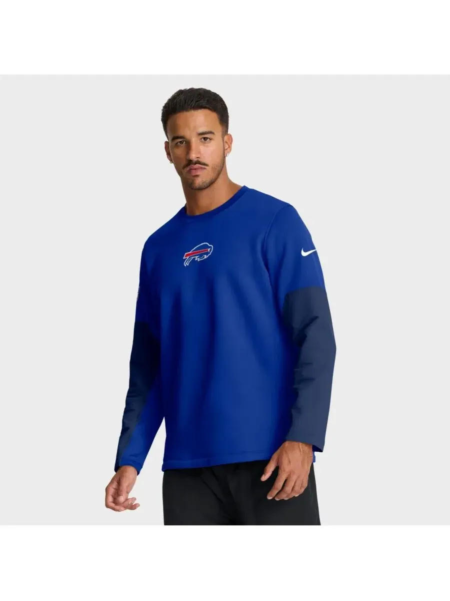 Мужская футболка с длинным рукавом Royal Buffalo Bills Sideline Scripted to Win Performance Nike