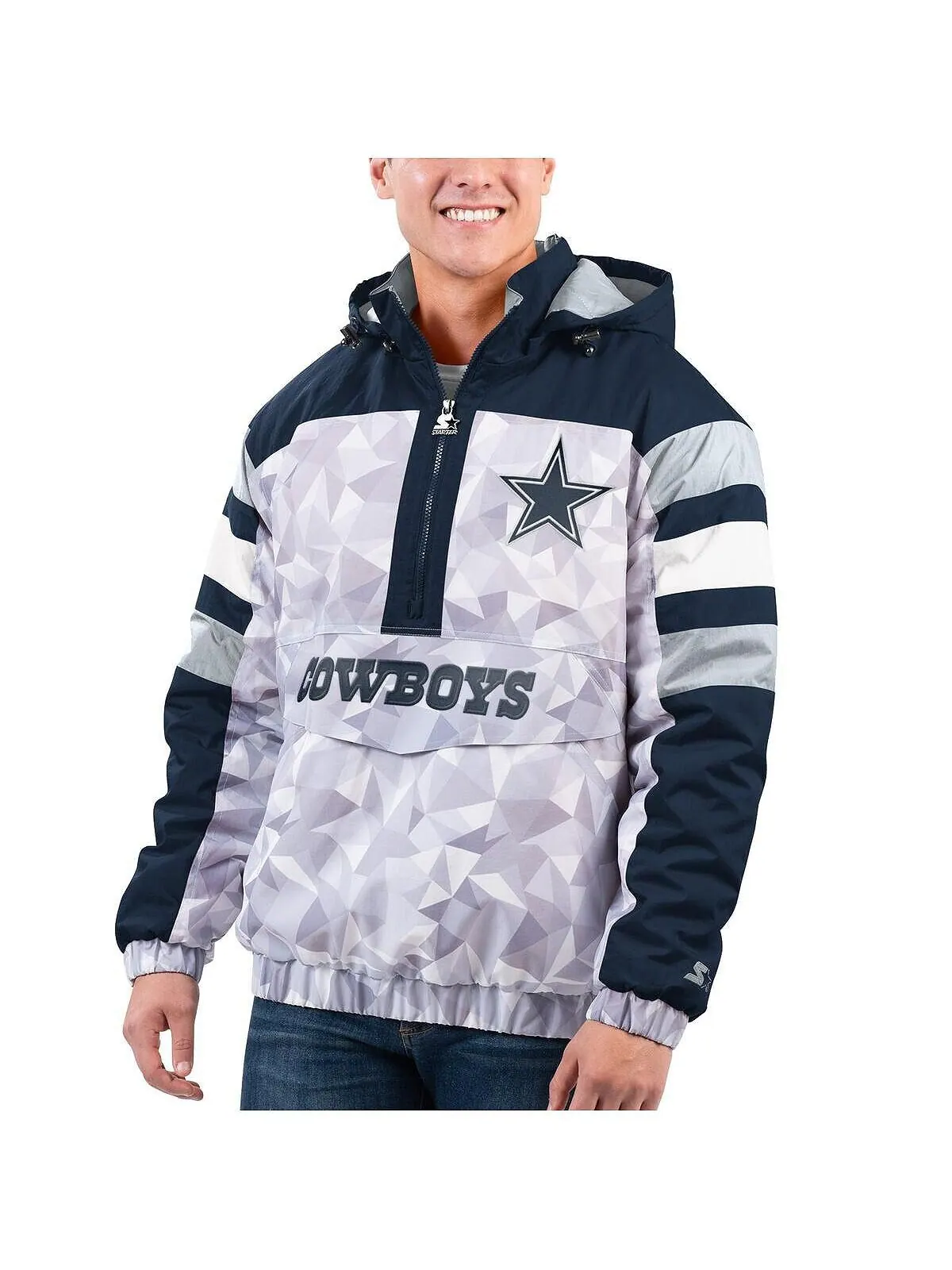 Мужская белая, темно-синяя куртка Dallas Cowboys Tuesday Night Gridiron Raglan с капюшоном и